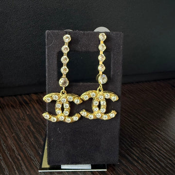Chanel Coco Rhinestone Post Earrings 83880 Gold Earrings