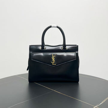 Preloved YSL M Two Black Leather Large Tote Bag