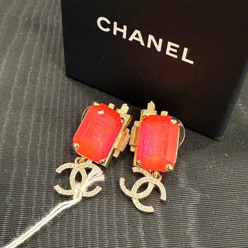 Chanel Coco Rhinestone Post Earrings FM0055 Red Earrings