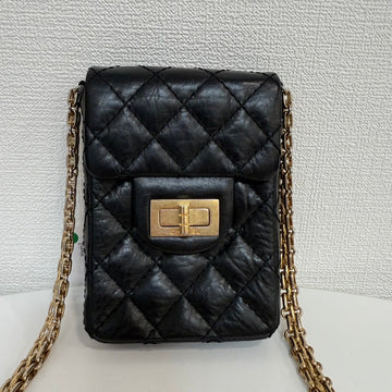 Chanel 2.55 CalBNkin Mini Chain Bag Black Crossbody FM0045