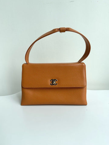 Preloved Chanel  Kelly Tan Leather Top Handle Bag