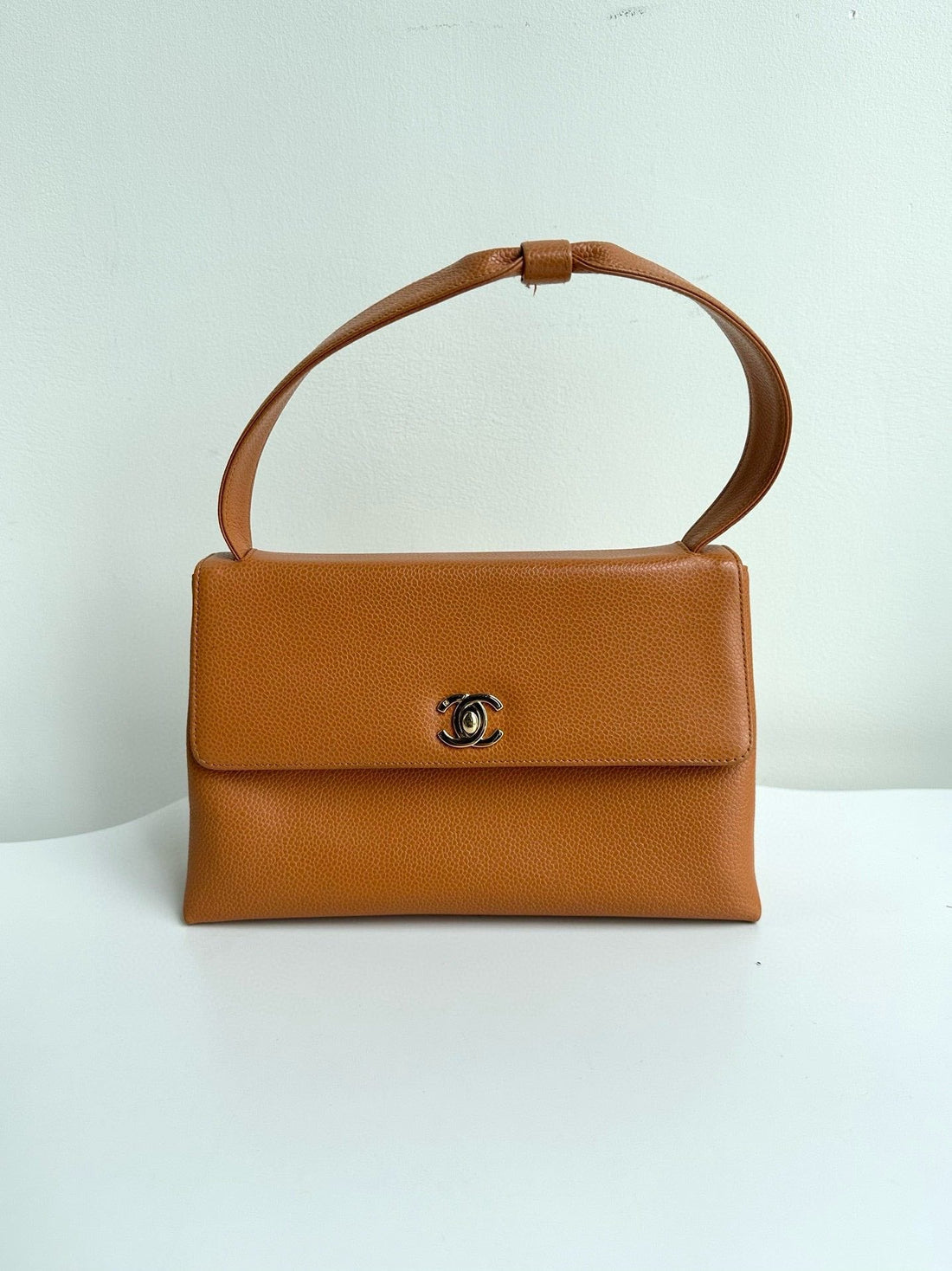 Preloved Chanel  Kelly Tan Leather Top Handle Bag