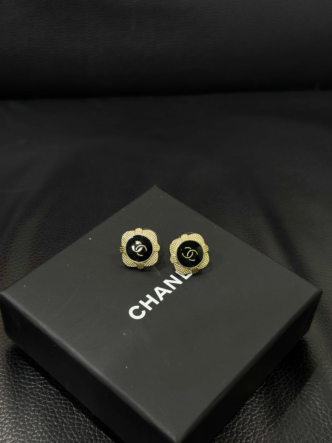 Chanel Gold Black Statement Earrings