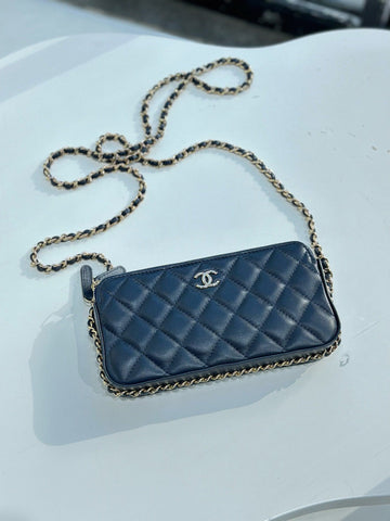 Preloved Chanel WOC Black Quilted Leather Crossbody Bag