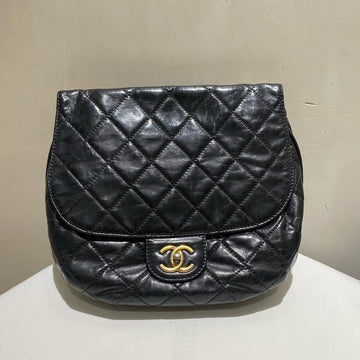 Chanel Preloved Waxy Leather Black Shoulder Bag