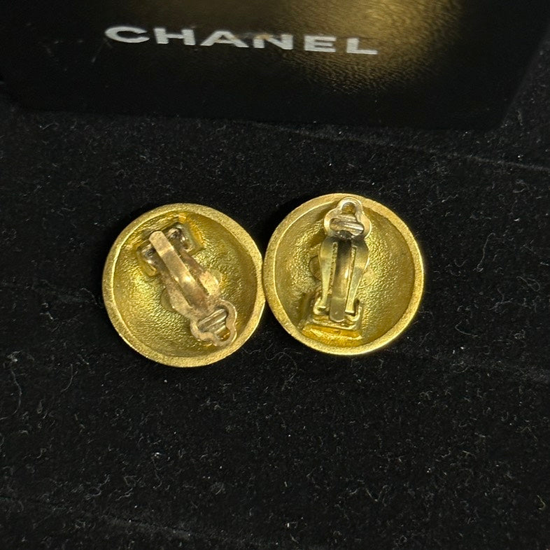 Chanel  CC Logo Gold Earrings
