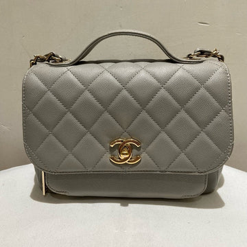 Preloved Chanel Affin Medium Gray Caviar Leather Shoulder Bag
