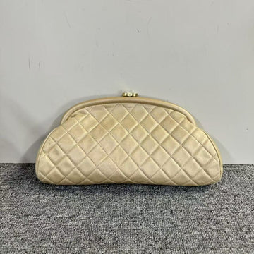 Preloved Chanel Quilted Beige Clutch