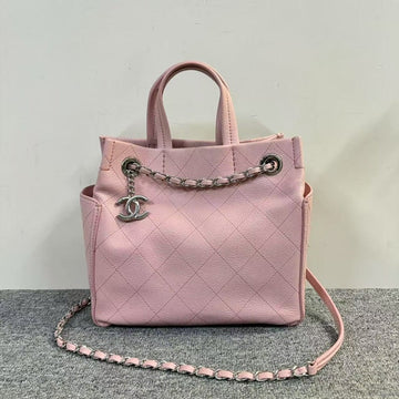 Chanel Two-Way Pink Leather Preloved Bag -  Designer Handbag