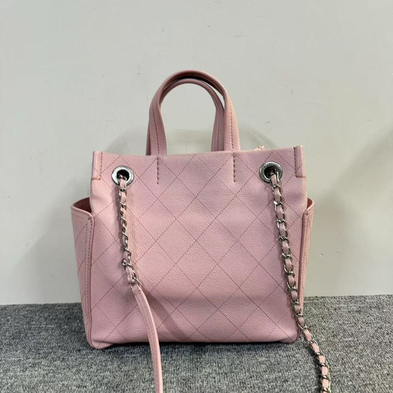 Chanel Two-Way Pink Leather Preloved Bag -  Designer Handbag