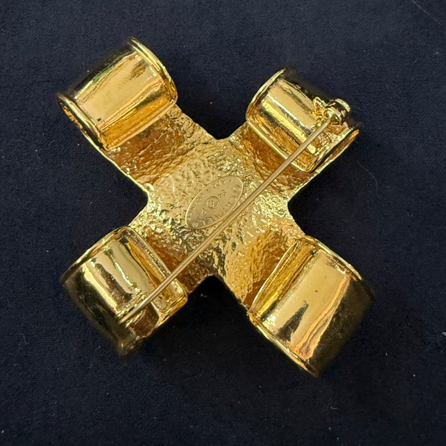Chanel  Coco Cross Brooch 94P Gold Brooch