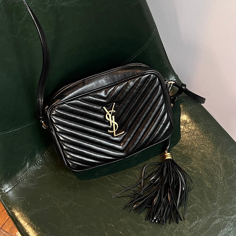 Preloved YSL Leather Chevron Shoulder Bag AF600 in Black -  Designer Bag
