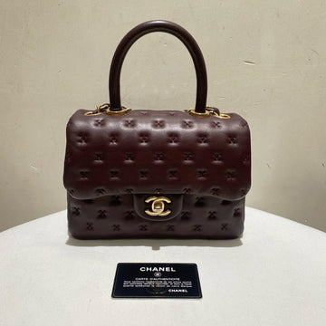 Chanel Top Handle Bag in Wine Color Leather - PM Size