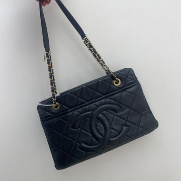 Chanel Preloved CC Timeless Black Caviar Leather Tote Bag