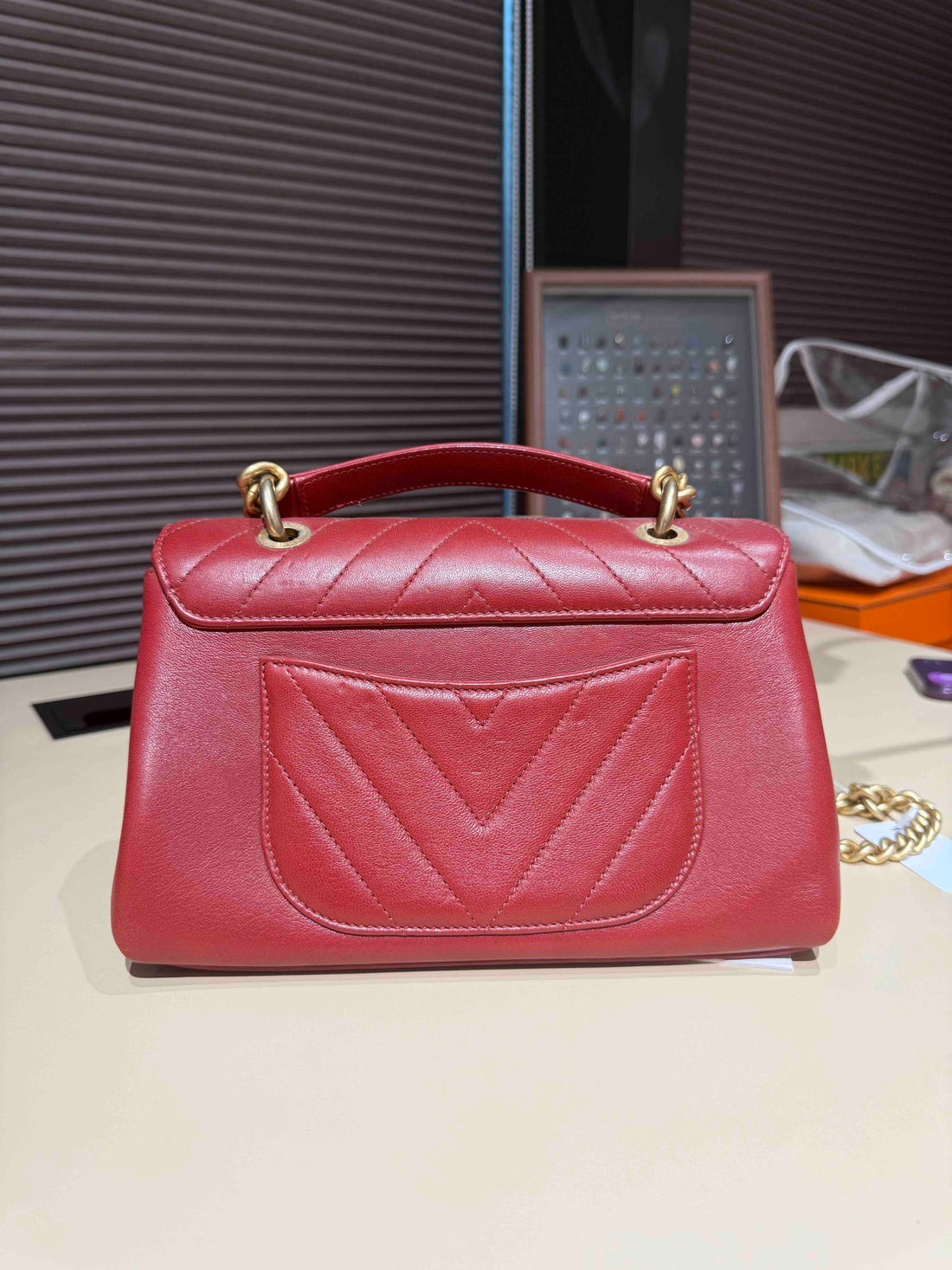 Preloved Chanel 2017 Red Top Handle Flap Bag