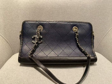 Chanel Timeless Quilted Navy Leather Shoulder Bag