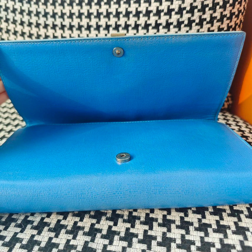 Saint Laurent Blue Clutch, Preloved, with Free Chain - Perfect for  YSL Bag Collectors