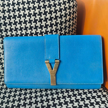 Saint Laurent Blue Clutch, Preloved, with Free Chain - Perfect for  YSL Bag Collectors