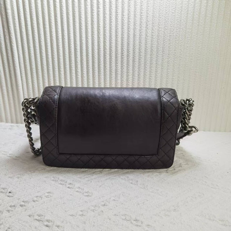 Preloved CHANEL Boy Bag Black Leather Shoulder Bag