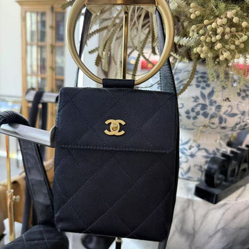 Preloved Chanel Quilted Black Clutch Bag -  Designer Handbag