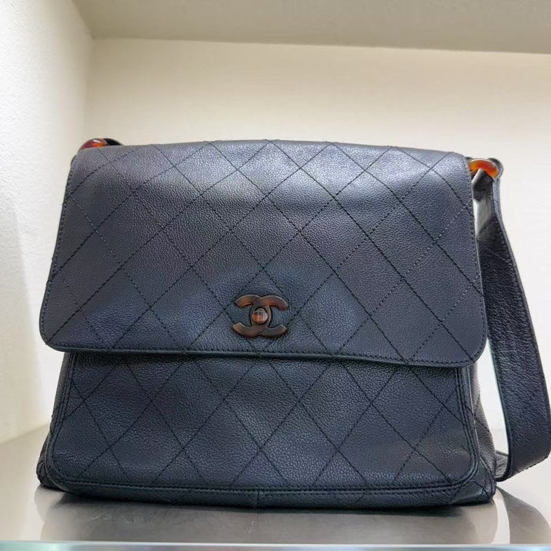 Chanel  Quilted Black Leather Shoulder Bag