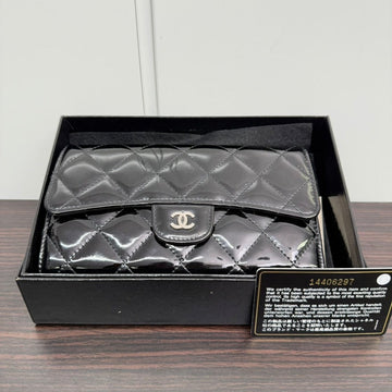 Preloved Chanel Classic Flap Wallet Black  Leather N438045