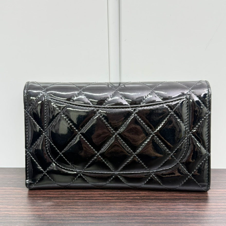 Chanel Classic Flap Wallet Black Patent Leather N438045