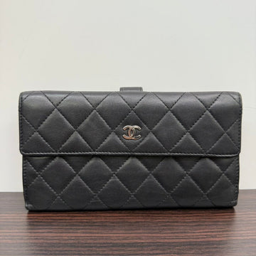 Preloved Chanel Lambskin Quilted Black Long Wallet LB107984
