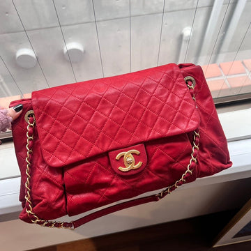 Chanel Red Leather Chain Shoulder Bag AF603 - Preloved