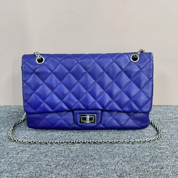 Preloved Chanel 2.55 Shoulder Bag Purple Quilted Leather