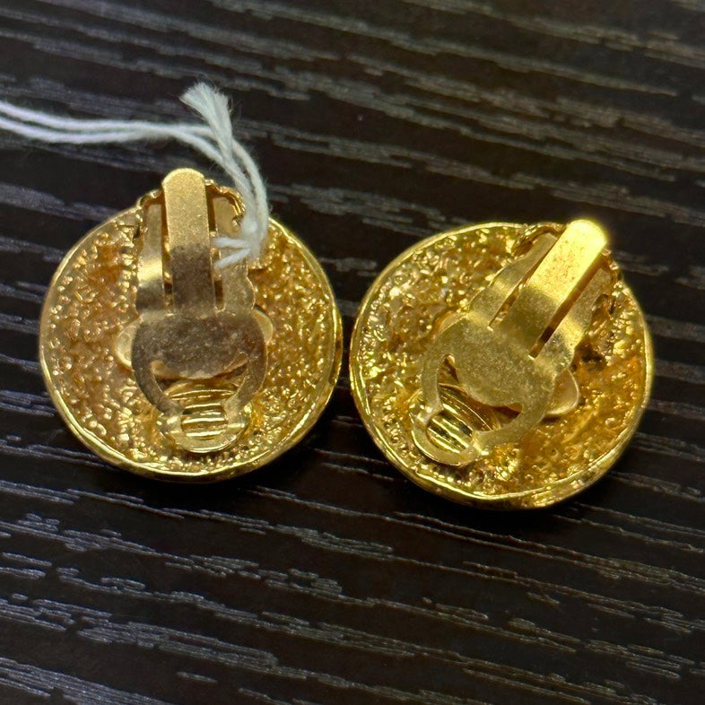 Chanel  Gold CC Logo Statement Ear Clips Earrings