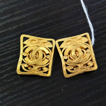 Chanel  Gold Square Clip-On Earrings