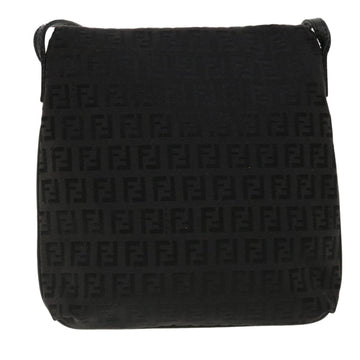 FENDI Zucchino Canvas Mamma Baguette Shoulder Bag Nylon Black Auth rd3006