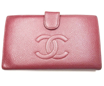 Top Quality Chanel Classic Burgundy Caviar Bi Fold Long Wallet