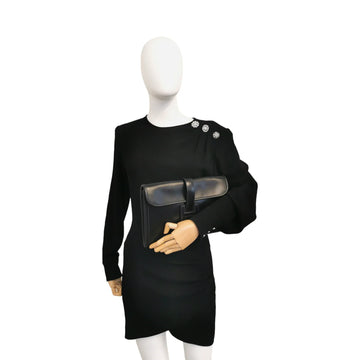 Hermès Jige Elan Clutch Small Black Box Calfskin
