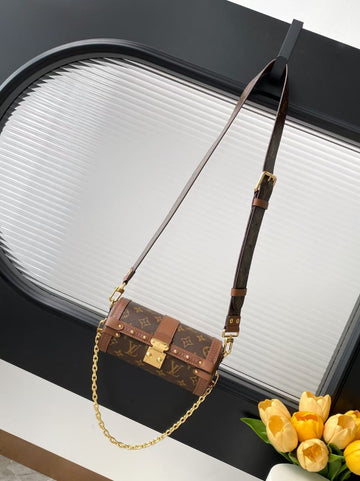 Louis Vuitton White & Brown Papillon Trunk Handbag
