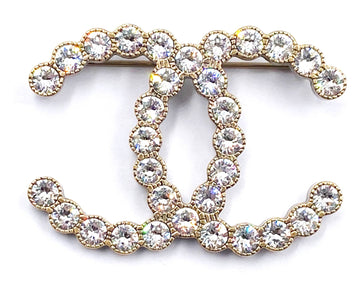 Top Quality Chanel Classic Rustic Gold Crystal Brooch