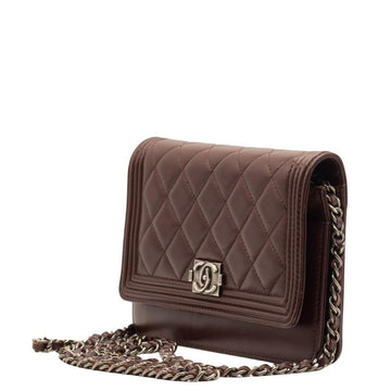Boy WOC Clutch Burgundy Quilted Lambskin Leather