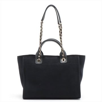 Deauville Canvas & Leather Chain Bag 2-way Black Gold