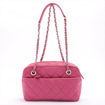 Matelasse Rubber Chain Pink Silver Metal