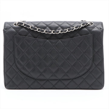 Maxi Classic Single Flap in Black Quilted Caviar Leather Silver Hardware