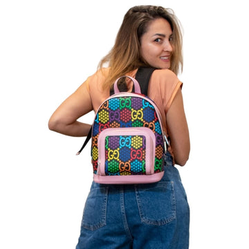 GG Supreme Monogram Psychedelic Small Backpack Pink Multicolor