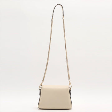 Interlocking GG Leather Chain Shoulder Bag Beige