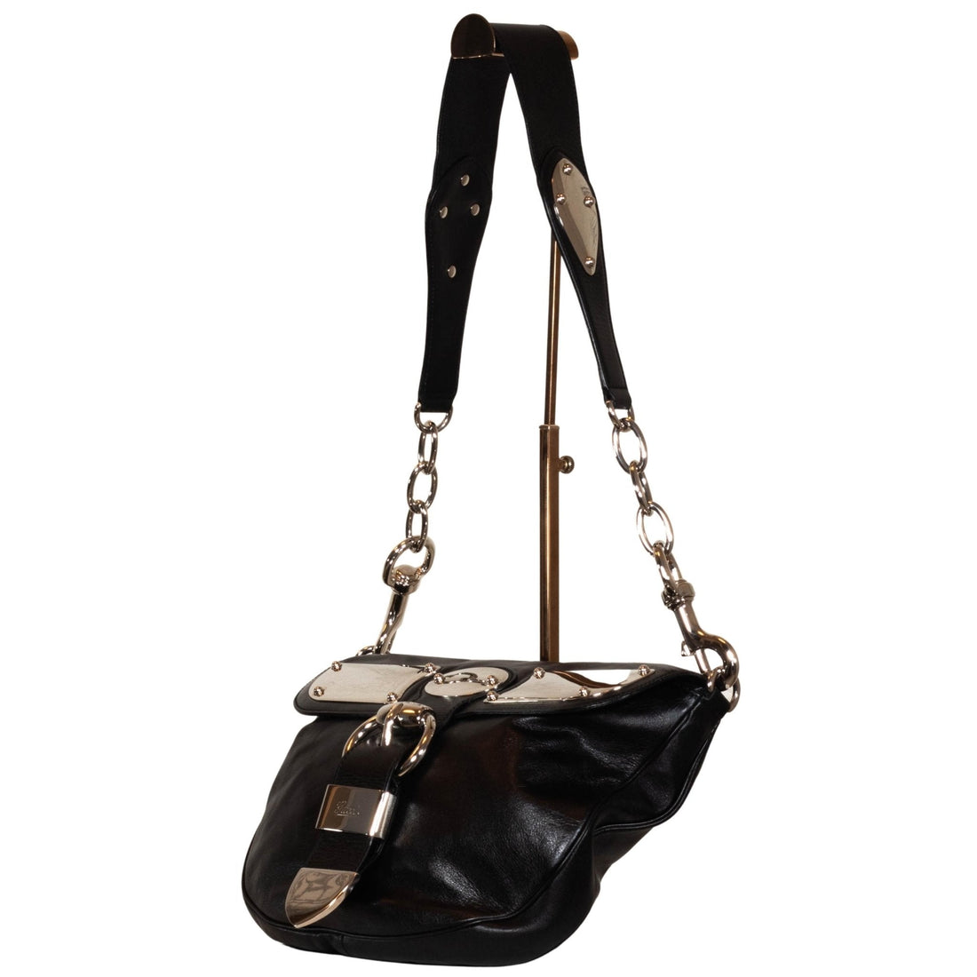 Romy Leather Medium Shoulder Bag Black