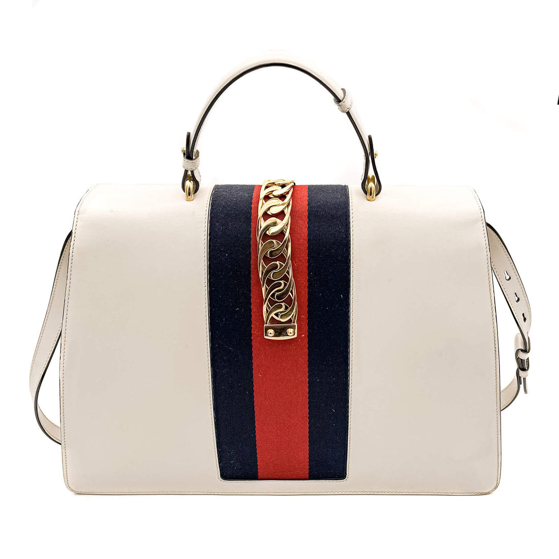 Sylvie Maxi Leather White Bag