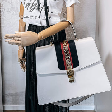 Sylvie Maxi Leather White Bag