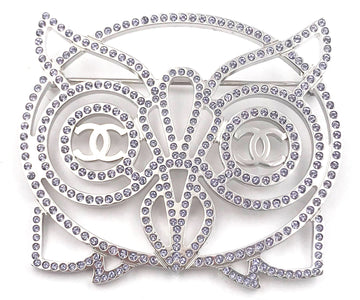 Top Quality Chanel Brand New Silver Owl Light Lavender Crystal Brooch
