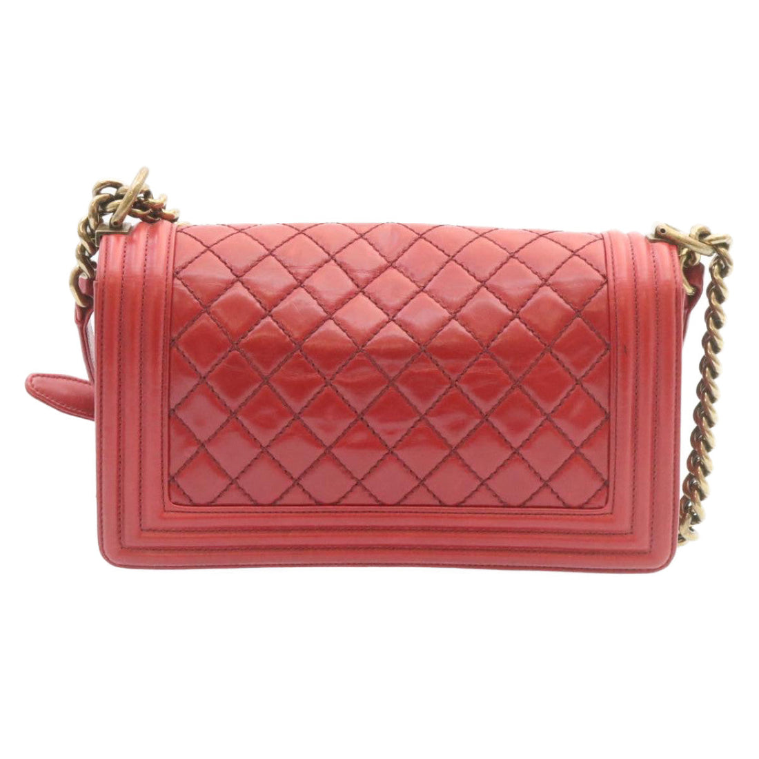 Top Quality Chanel Boy  Matelasse Chain New Shoulder Bag Leather Red CC Auth knn010