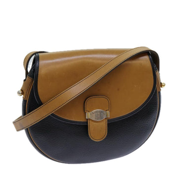 CHRISTIAN Pearl Street Bags Dior Shoulder Bag Leather Black Brown Auth ti1796