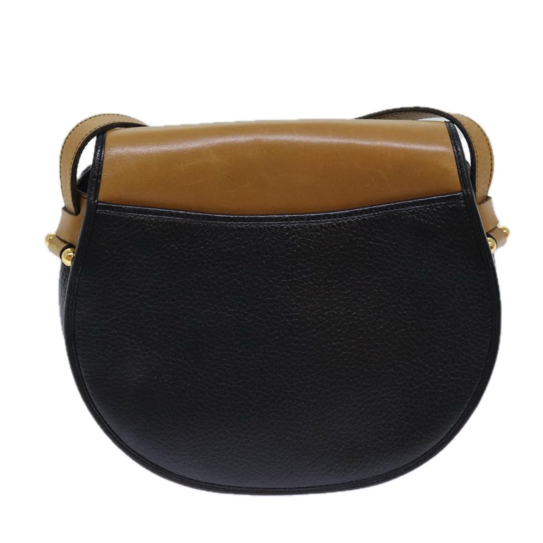 CHRISTIAN Pearl Street Bags Dior Shoulder Bag Leather Black Brown Auth ti1796